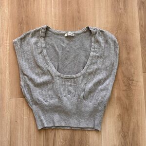Free People Cropped Gray Sweater Tank Top
